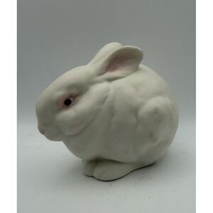 Vintage Cybis Mr. Snowball Bunny Rabbit Figurine White Bisque Porcelain Red Eyes